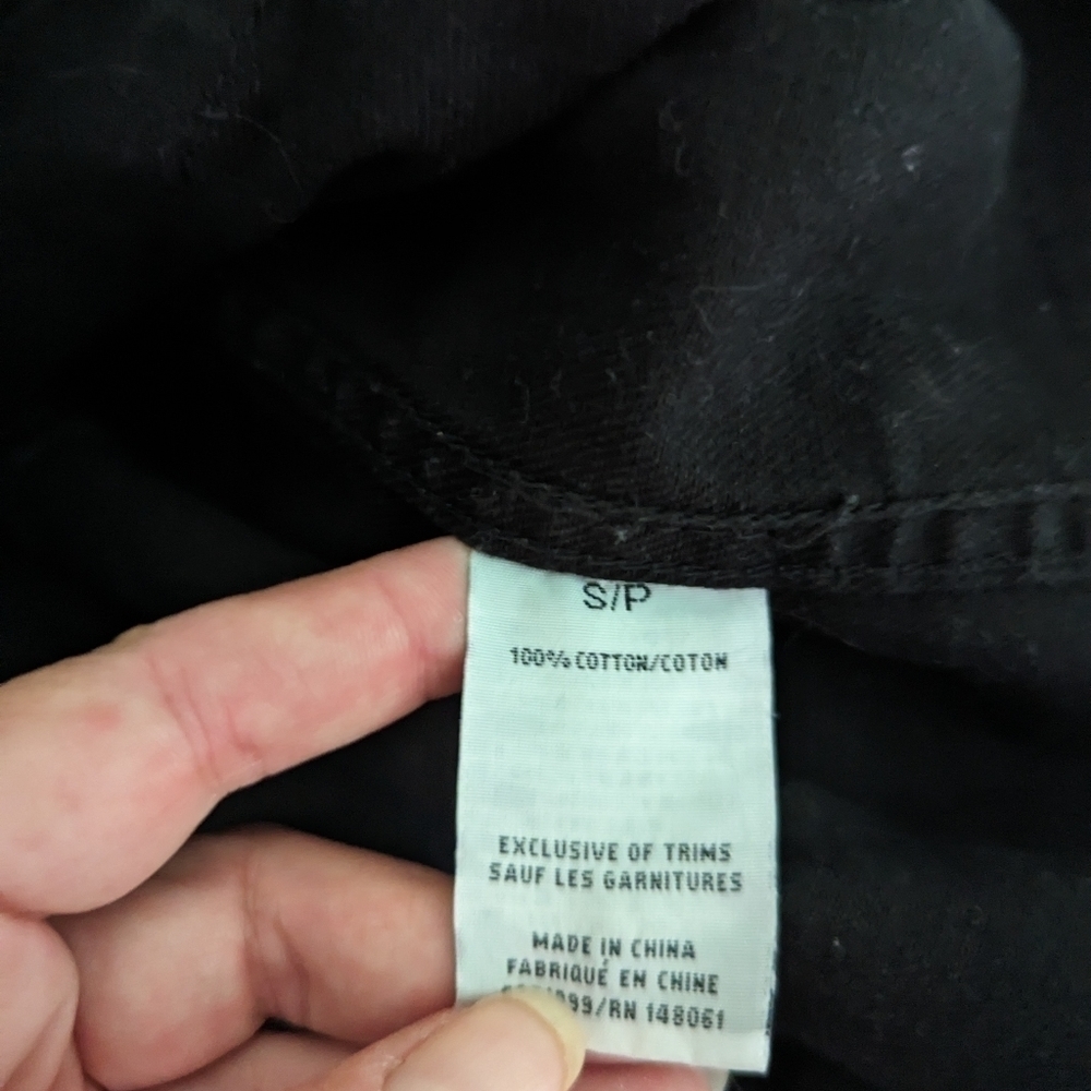 HANDMADE DIY Black Cotton South-American Oversized Cropped Jean's Jacket Small - Picture 9 of 12
